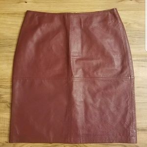 Newport News Genuine Leather Oxblood Pencil Skirt